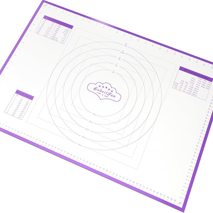 Silicone Pastry Mat Large, Nonstick Rolling Mat with Measurement Markings in Inches and Centimeters, Conversion Charts, BPA Free, Dishwasher Safe, Heat Resistant to 450°F