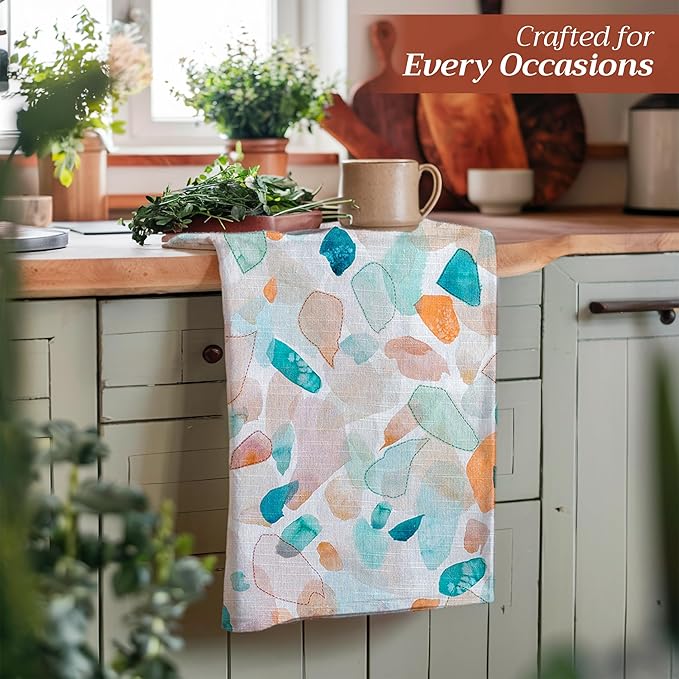 Maison d' Hermine Kitchen Towels Set of 3 100% Cotton 27.50" x 20" Reusable Cloth Tea Dish Towels Absorbent with Hanging Loop for Kitchen, Home, Dining, Cocktail Parties Spring/Summer (Summer Picnic)