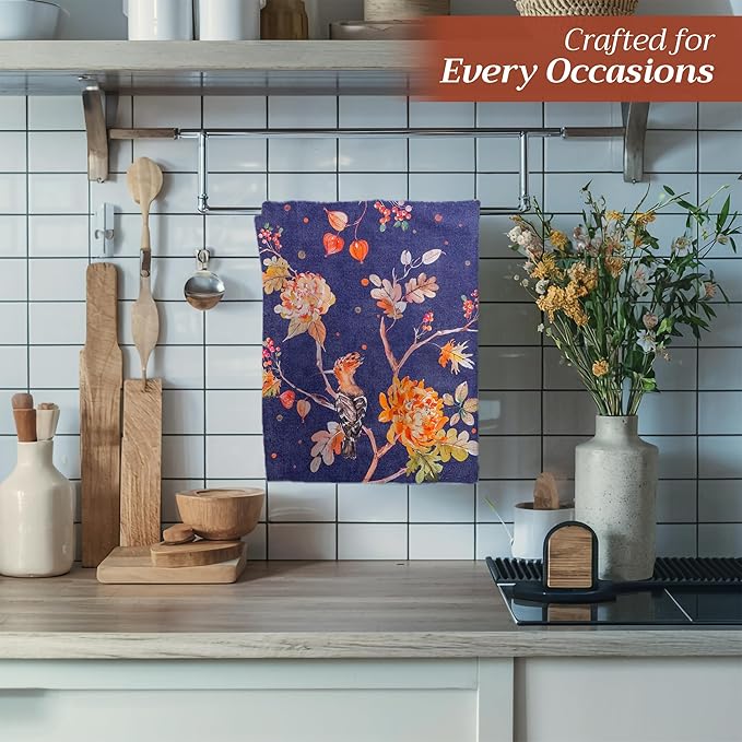 Maison d' Hermine Kitchen Towels Set of 3 100% Cotton 20" x 27.5" Reusable Cloth Tea Dish Towels Absorbent with Hanging Loop for Kitchen Dining Thanksgiving Christmas Decorations (Kelim - Infinity)