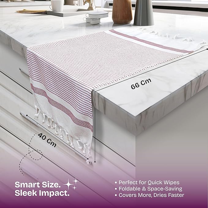 Burgundy Wine Turkish Kitchen Towels 16x26 Inch, 12 Pack, 100% Cotton, Ultra Absorbent, Soft, Fast Dry, Washable, Dish Towel with Tassels for Drying Dishes, Cleaning, Everyday Use