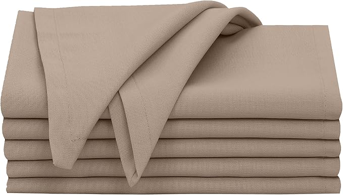 Ruvanti Cloth Napkins Set of 6, 18x18 Inches, 100% Cotton, Washable, Soft & Absorbent, Perfect for Wedding, Christmas, ‎Thanksgiving Dinners - Light Taupe