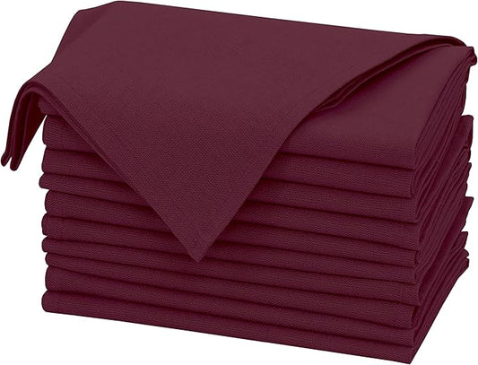 Ruvanti Linen Napkins Set of 12, 18x18 Cloth Napkins, Cotton Linen Blend Napkins Cloth Washable, Soft, Reusable Dinner Napkins for Wedding, Parties, Christmas, Thanksgiving, Everyday Use - Burgundy