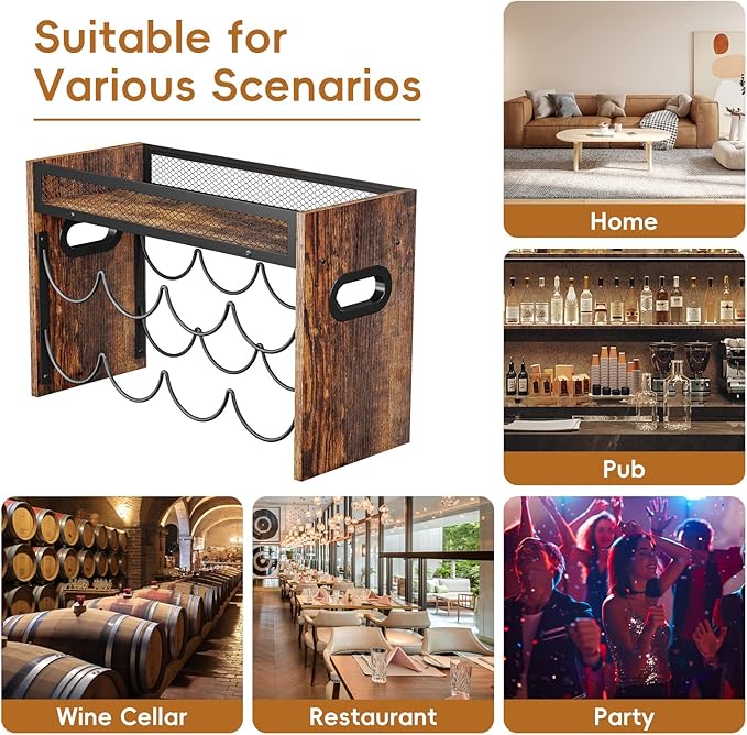 KLM 2-Tier Wine Rack, can Hold 8 Bottles.Suitable for Home Kitchens, Restaurants, Food Pantries, cabinets, and Bars.