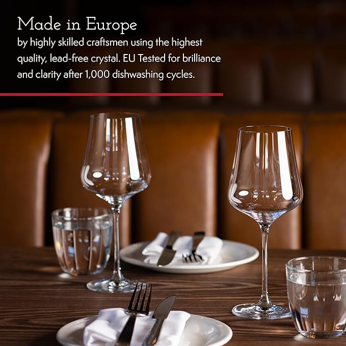 Gabriel-Glas Crystal Wine Glasses, Set of 6 with Gift Box - Premium, Universal Wine Glass for Red and White Wine - Dishwasher Safe, Lead-Free, 16 oz