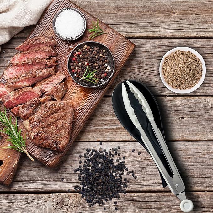 Hasense Spoon Rest for Stove Top, Large Ceramic Spoon Holder for Kitchen Counter, Cooking Utensil Rest for Spatula Ladle Spoon and Tong, Kitchen Spoon Rest for Home and Coffee Bar Accessories, Black