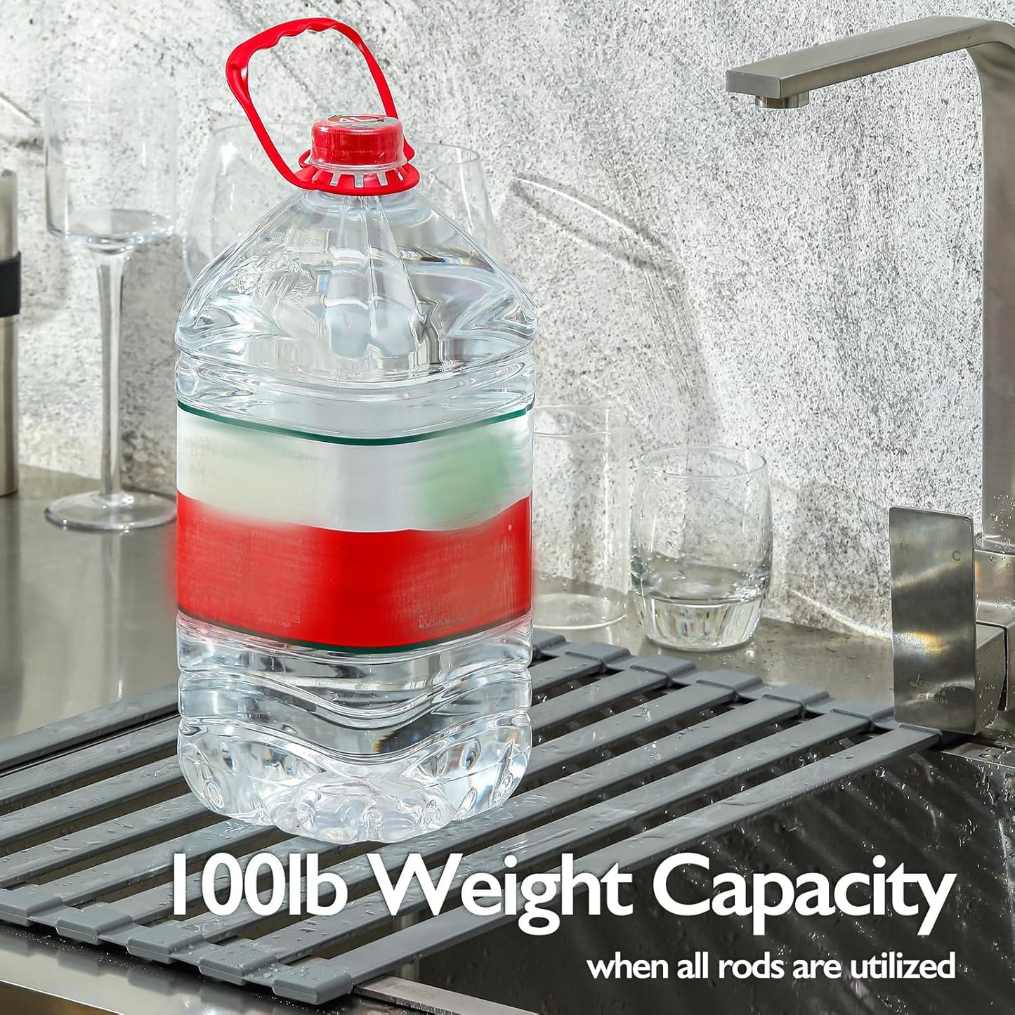 Mistifi Large Rollable Dish Drying Rack,Over The Sink Drying Rack Sink Cover Kitchen Sink Accessories Kitchen Rolling up alluminum Drainer, Foldable,Rollable（Black 17.9''）