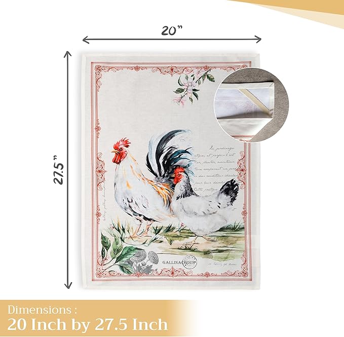 Maison d' Hermine Kitchen Towels Set of 2 100% Cotton 27.50" x 20" Reusable Cloth Tea Dish Towels Absorbent with Hanging Loop for Kitchen, Home, Dining, Cocktail Parties Spring/Summer (Campagne)