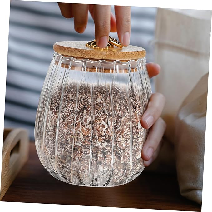 4pcs Glass Storage Jars Airtight Food Containers with Petal Design Large Capacity Candy Canisters for Kitchen Pantry Organization