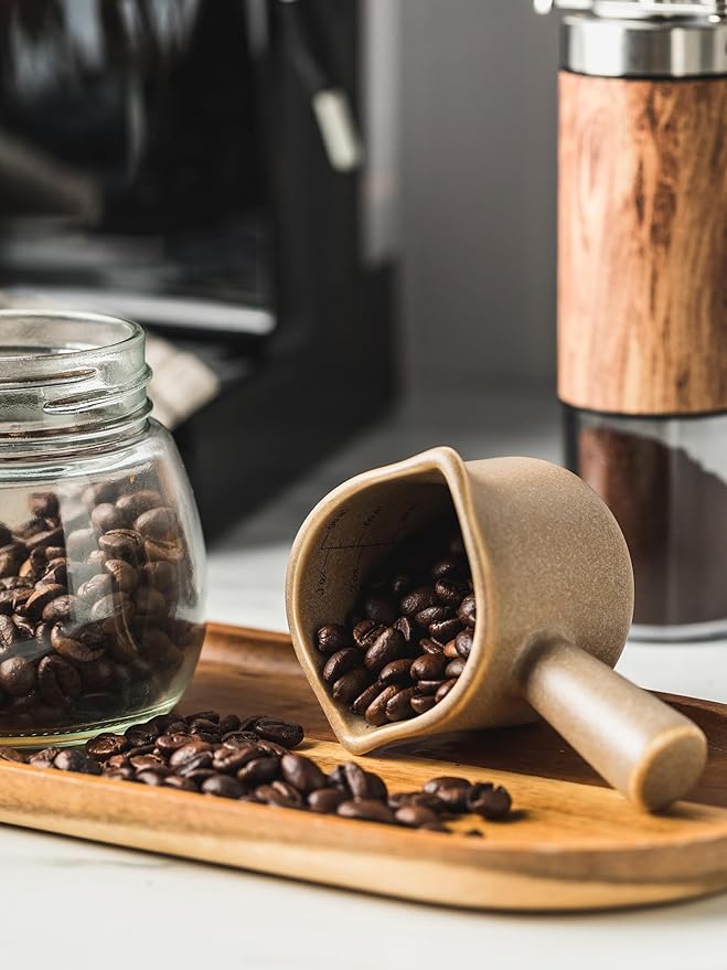 Espresso Measuring Cup, Ceramic Espresso Cup with Handle, Expresso Shots Cups Double Spouts Milk Cup, Espresso Accessories, 3 Oz/ 90 Ml, Brown