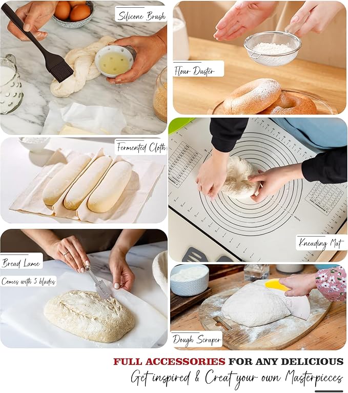 Dutch Oven for Bread Baking-3.6QT Oval Cast Iron Pot Bread Pan with Lid-Sourdough Bread Baking Supplies Starter Kit