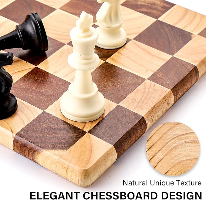 TJ POP End Grain Cutting Board - Heavy Duty Acacia/Rubber Wood For Kitchen, Flippable Serving Board For Meat, Bread & Fruits, Rectangle, 14.5 x 10 x 0.8 Inch