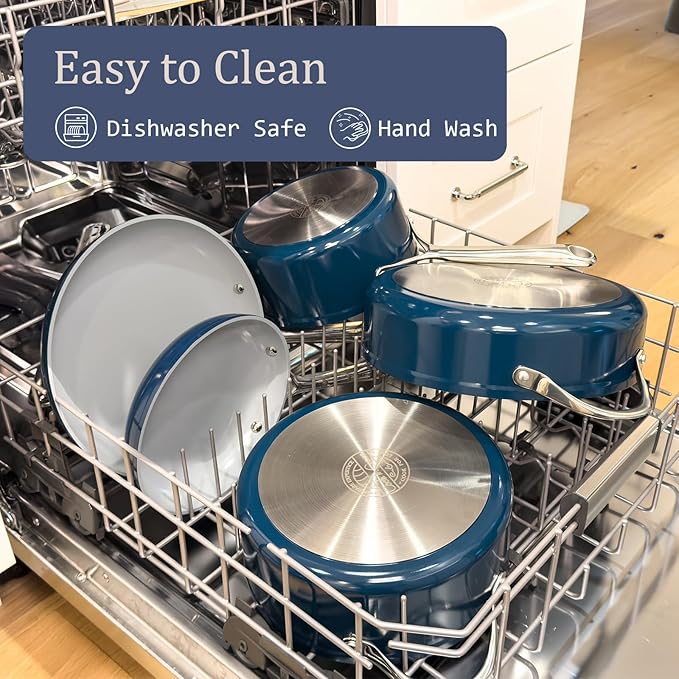 Nonstick Ceramic Frying Pan 8" for All Cooktops, PTFE/PFOA/PFAS Free, Even Heat Distribution Oven Safe up to 500°F, Healthy Non Toxic Skillet w/Ergonomic Stainless Steel Handle, Cream