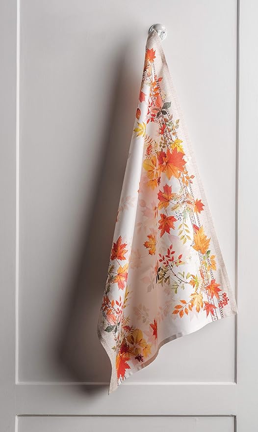 Maison d' Hermine Kitchen Towels Set of 3 100% Cotton 20" x 27.5" Reusable Cloth Tea Dish Towels Absorbent with Hanging Loop for Kitchen Dining Thanksgiving Christmas Decorations (Amarante)