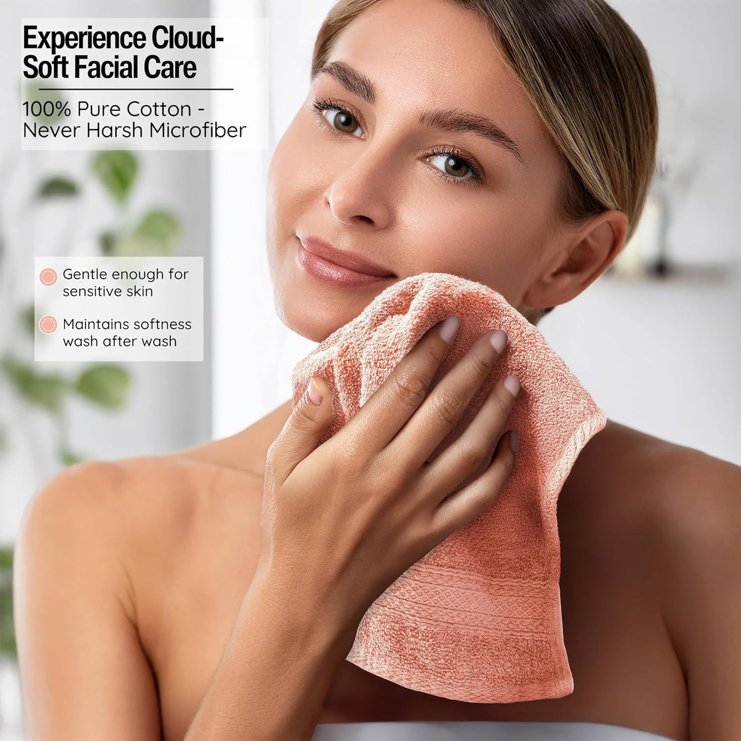 Luxurious Washcloths – Set of 12 – Size 13” x 13” – Thick Loop Pile Washcloth – Absorbent and Soft 100% Ring-Spun Cotton Wash Cloth – Lint Free Face Towel – Wash Cloths Perfect for Bathroom