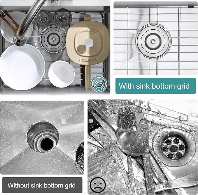 24 inch Drop-in Kitchen Sink Single Bowl, Topmount Kitchen Sink with Protective Bottom Grid, Overmount 304 Stainless Steel Kitchen Bar Sink Handmade with Basket Strainer, 24×18×9 inch