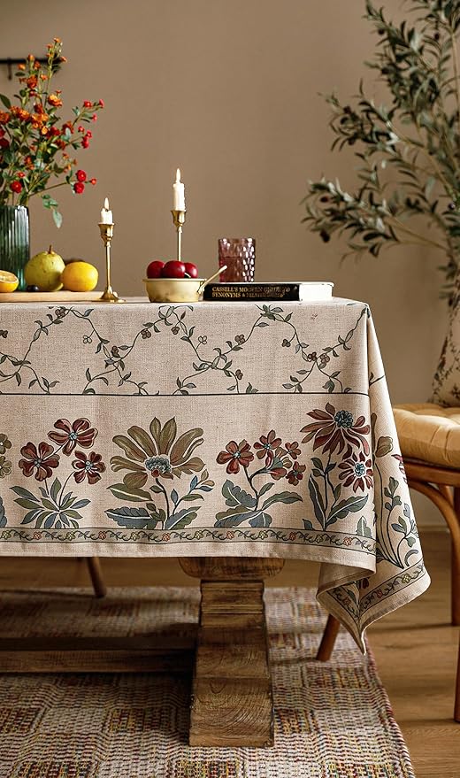patdrea Tablecloth French Country Soft Breathable Floral Table Cloth Kitchen Dining Tablecloth for Rectangular Tables for Parties Christmas 55"x 71"