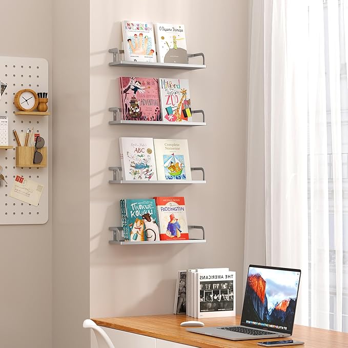 PUSDON Metal Wall Hanging Basket 2 Packs DIY Suitable for Multiple Scenes - Large Silver Grey Hollowout