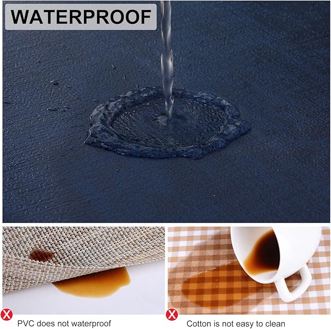 homing Faux Leather Heat Resistant Placemats 8 Packs, Waterproof Wipeable Dining PU Place Mats for Indoor & Outdoor, Easy to Clean, Dark Navy Blue