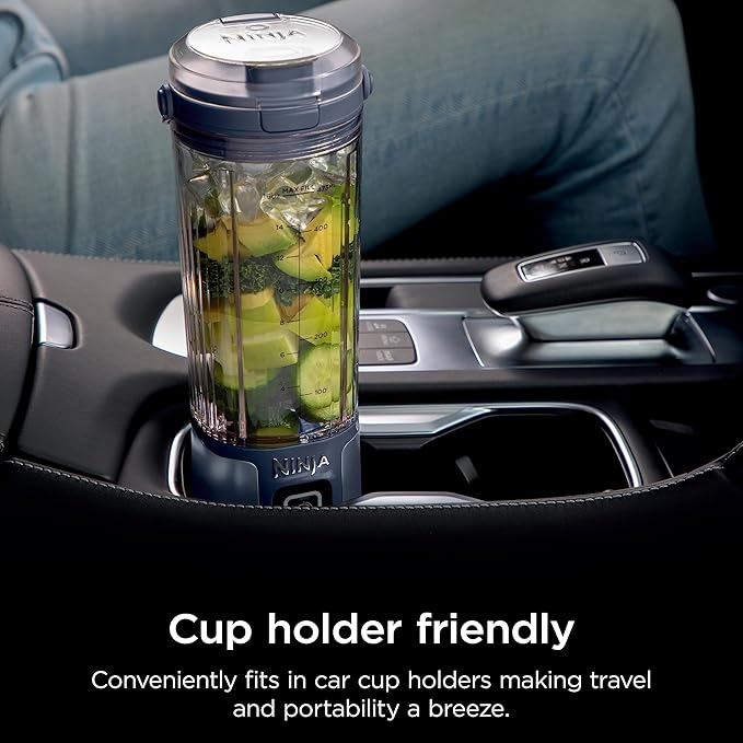Ninja BC151NV Blast Portable Blender, Cordless, 18oz. Vessel, Personal Blender-for Shakes & Smoothies, BPA Free, Leakproof-Lid & Sip Spout, USB-C Rechargeable, Dishwasher Safe Parts, Denim Blue