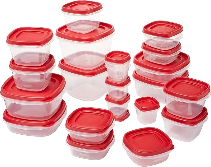Rubbermaid Easy Find Lids Food Storage Containers, Racer Red, 42 Piece Set