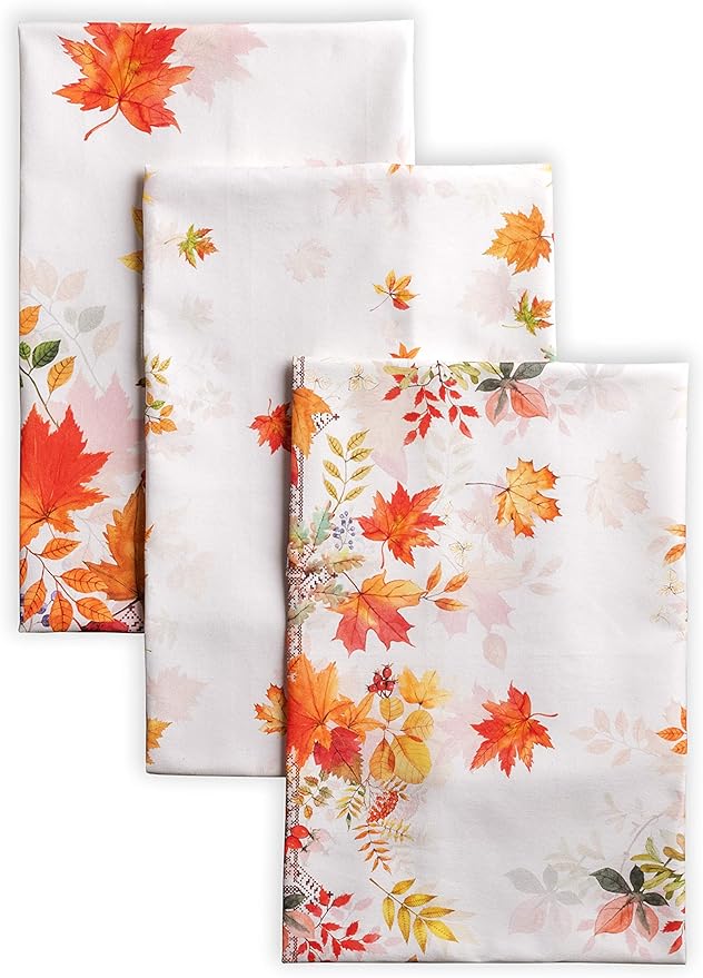 Maison d' Hermine Kitchen Towels Set of 3 100% Cotton 20" x 27.5" Reusable Cloth Tea Dish Towels Absorbent with Hanging Loop for Kitchen Dining Thanksgiving Christmas Decorations (Amarante)