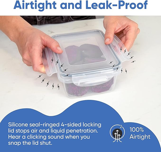 Chef's Path 28 Piece Airtight Food Storage Containers with Easy Snap Lids, 14 Containers and Lids, Stackable Kitchen and Pantry Canisters for Coffee, Meal Prep and Food Storage -Transparent