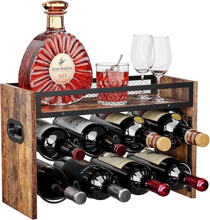 KLM 2-Tier Wine Rack, can Hold 8 Bottles.Suitable for Home Kitchens, Restaurants, Food Pantries, cabinets, and Bars.