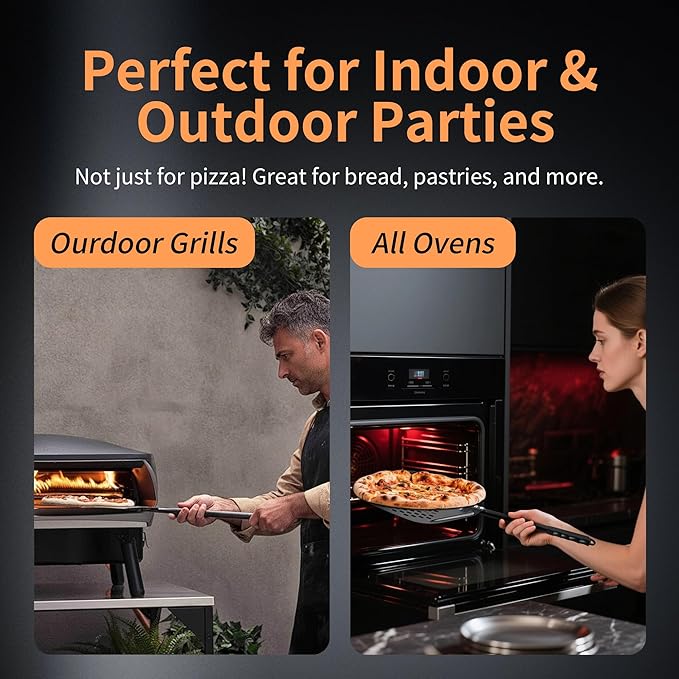 Pizza Peel, 12 Inch Non-Stick Pizza Paddle, Detachable Aluminum Paddle with Non-Slip Comfort Handle, Perfect Baking and Easy Pizza Handling in Kitchen