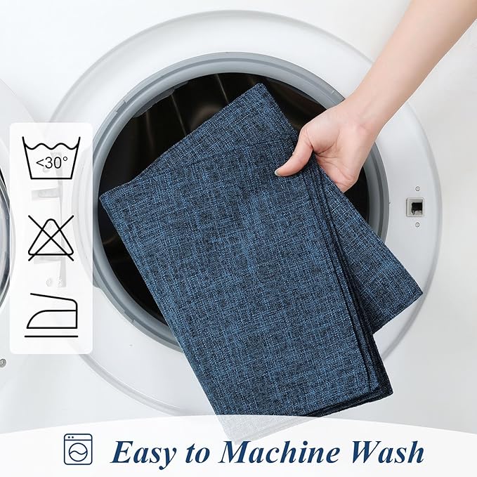 SHACOS Cloth Fabric Placemats Set of 4 Washable Non Slip Heat Resistant Table Mats Double Layer Reversible Place Mats Stain Resistant Indoor Outdoor, Dark Blue