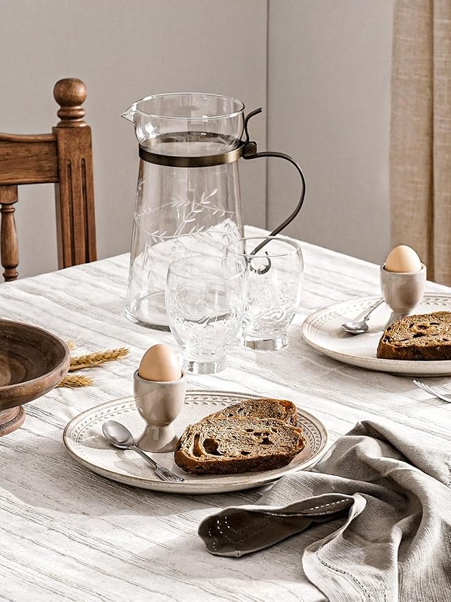 LE TAUCI Dinnerware Sets for 4, 12 Piece Ceramic Dish Set with Plates and Bowls | Oven/Dishwasher/Microwave Safe | Ideal for Housewarming | Reactive Beige (10" Plate+8" Dish+27oz Bowl)