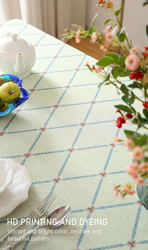 French Tablecloth for Rectangle Tables,Linen Table Cloth with Colorful Flowers and Leaves Pattern,Heavy Durable Soft Table Cover for Dining Kitchen Party Christmas,63"*102"
