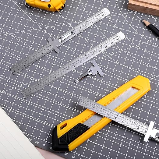 6 Pcs Pocket Ruler with Detachable Clips, Precision Pocket Ruler, Metric Ruler, Stainless Steel Scale Machinist Ruler, Imperial Metric Scale Ruler for School Office Architect Engineer（6 Inch 15 cm）