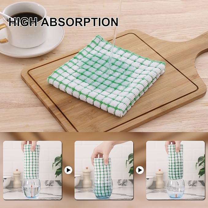 Kitinjoy Cotton 8 Pack Terry Kitchen Towels, 16 x 25 Inches Super Soft and Absorbent Dish Towels, Quick Drying Hand Towels for Kitchen Drying, Multiple Colour