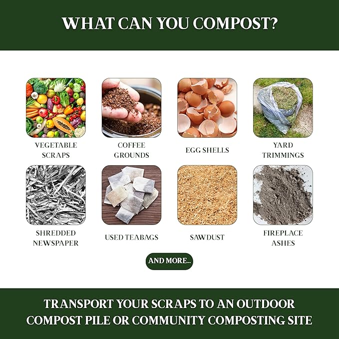 Bamboozle Countertop Compost Bin Kitchen | 1 Gallon | Odorless Composting Bin with Filters | Indoor Compost Bin with Lid | Plant Based Kitchen Composter for Food Scraps & Waste Recycling | Forest