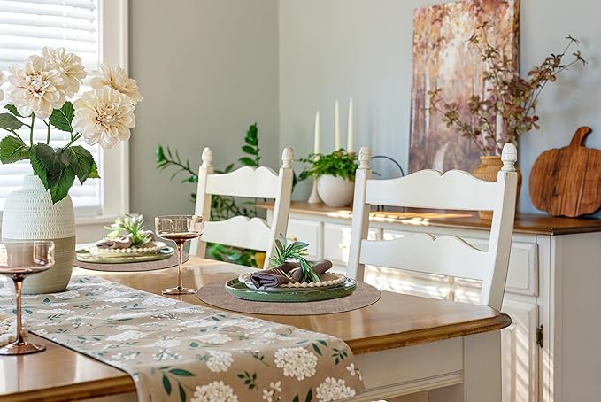 homing Round Faux Leather Placemat and Coaster 6 Packs, Washable Heat Resistant Dining Place Mats, Wipeable Double-Sided Table Mats for Indoor and Outdoor, Diameter 13 and 3.93 inch, Camel