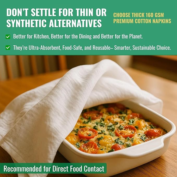 Flour Sack Towels 100% Cotton Dish Towel Reusable Baking Cloth for Bread Dough, Baguettes, Pastries, Machine Washable, Kitchen Towels for Cleaning – Set of 24 (18"x18") - White