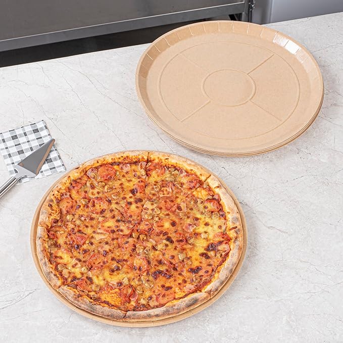 Restaurantware-Eco Pie 18 Inch Paper Pizza Trays, 50 Round Pizza Pans - Oven-Ready, Microwavable, Kraft Paper Pan For Large-Sized Pizzas, For Baking, Cooking, Bread, Meat, Or Pies