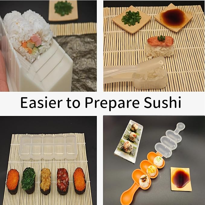 Sushi Making Kit, 28 in 1 Sushi Making Set for Beginner &Pros, with Bamboo Sushi Mats, Sushi Bazooka, Onigiri Mold, Rice Paddle, Sushi Knife, Sushi ball maker, cucumber slicer & More