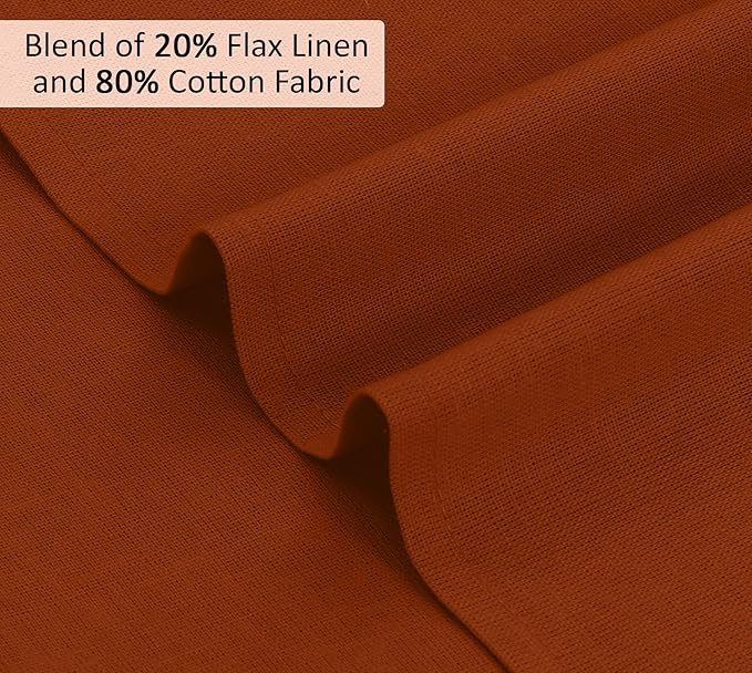 Ruvanti Linen Napkins Set of 12, 18x18 Cloth Napkins, Cotton Linen Blend Napkins Cloth Washable, Soft, Reusable Dinner Napkins for Wedding, Parties, Christmas, Thanksgiving, Everyday Use - Rust