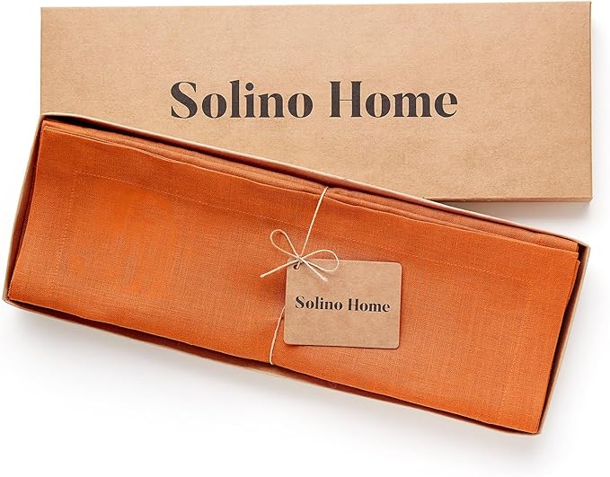 Solino Home Linen Placemats Set of 4 - Persimmon Orange Placemats 14 x 19 Inch - 100% Pure Linen Table Place Mats for Fall, Autumn, Thanksgiving, Christmas - Fete