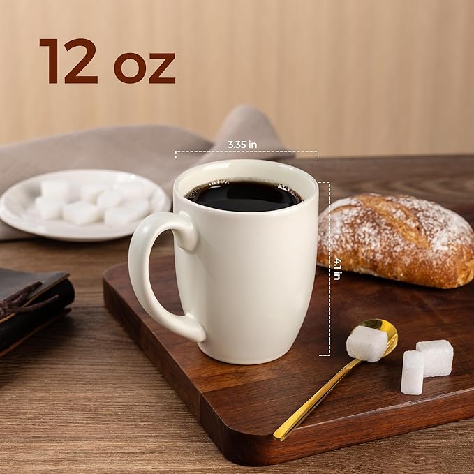 AmorArc 12 OZ Coffee Mugs, Matte Coffee Cups with Large Handle for Man, Woman, Ceramic Coffee Mugs Set of 12 for Latte/Cappuccino/Cocoa/Milk, Dishwasher & Microwave Safe