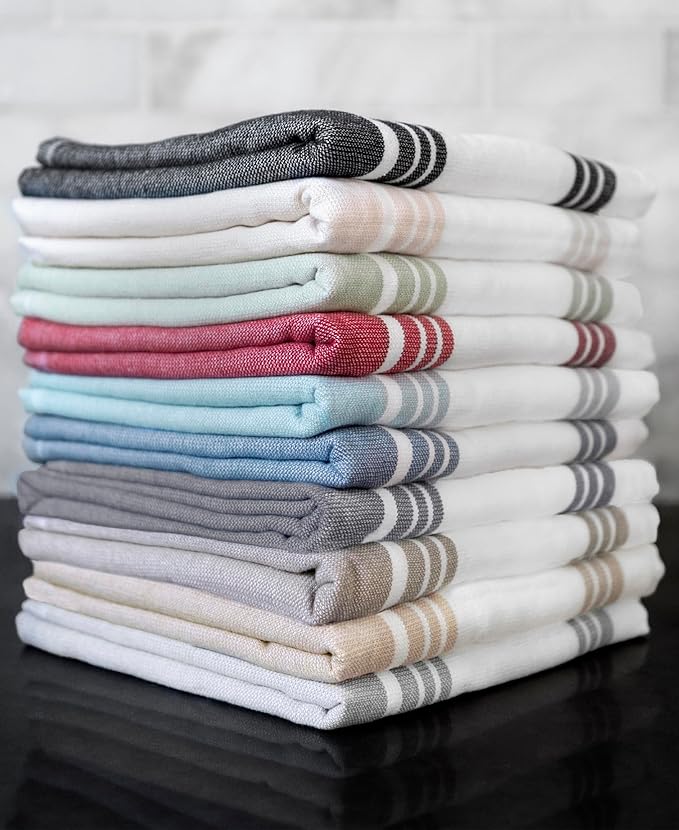 All-Clad Dual-Purpose Kitchen Towels: Highly Absorbent - 100% Cotton, 17"x30" Dish Towels for Cleaning & Drying Dishes & Glassware, 3-Pack, Fennel