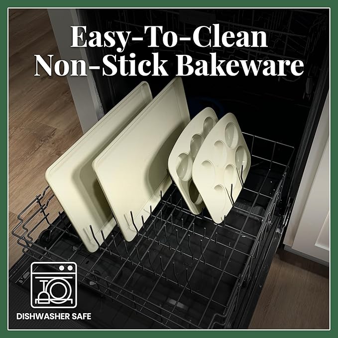 Larder & Vine 8-Piece Bakeware Set | Non-Stick Baking Set with Ceramic Finish | PFAS, PFOA, PTFE, and BPA Free Baking Essentials | Baking Sheets, Muffin Tins and Assorted Baking Pans | Limoncello