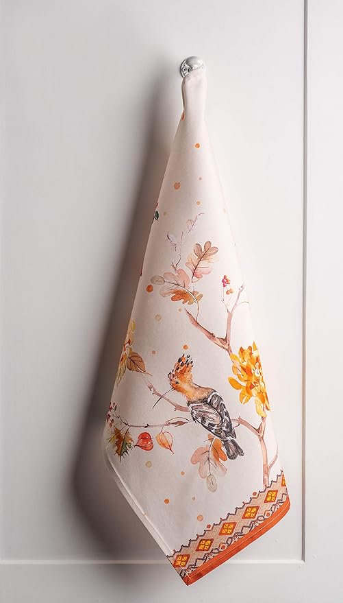 Maison d' Hermine Kitchen Towels Set of 3 100% Cotton 20" x 27.5" Reusable Cloth Tea Dish Towels Absorbent with Hanging Loop for Kitchen Dining Thanksgiving Christmas Decorations (Kelim - Prairie)