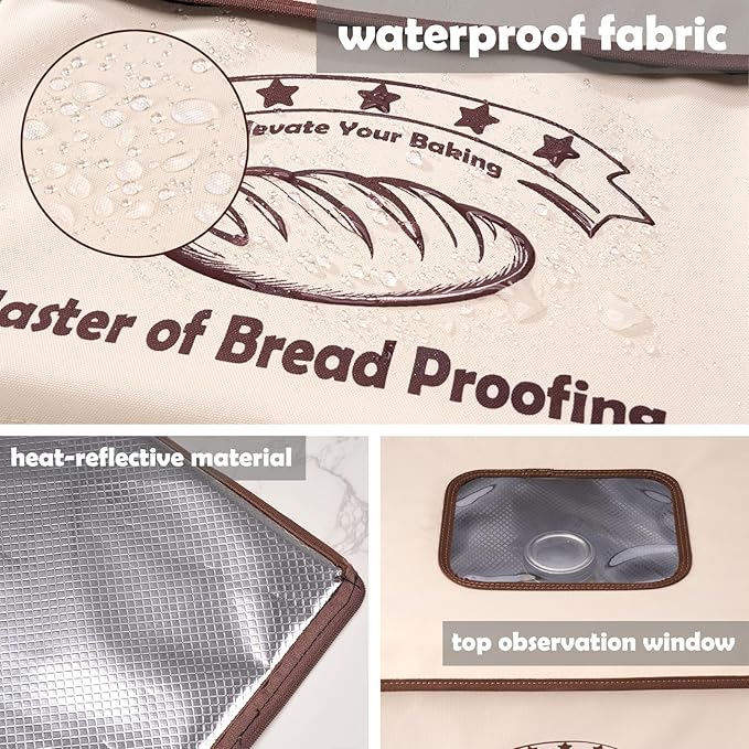 Bread Proofing Box with 50-113℉ Temp Control & 48H Timer - Folding Dough Proofing Box with Metal Rack Warming Foldable Proofer for Sourdough, Bread Baking, Pizza, Yogurt