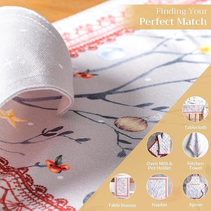 Maison d' Hermine Placemats Set of 4 100% Cotton Washable Cloth Place Mats, Reusable Table Mats for Thanksgiving Christmas Decorations Kitchen Dining Party Wedding (Fairy Christmas, 13" x 19")