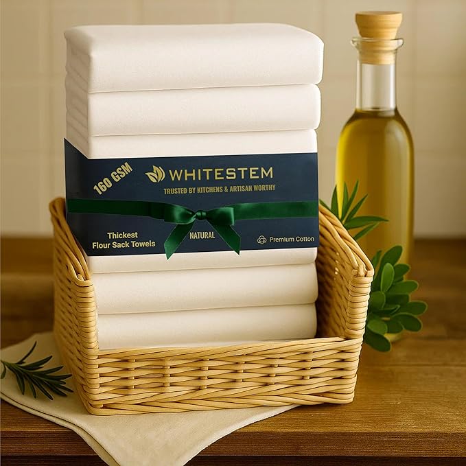 Flour Sack Towels | Tea Towel for Crafts| Kitchen Dish Cotton Blank Towel for Embroidery| Baking Bread Proofing Linen Cover| Thick Absorbent Quick Dry | 50 Pack 28"x28" Natural