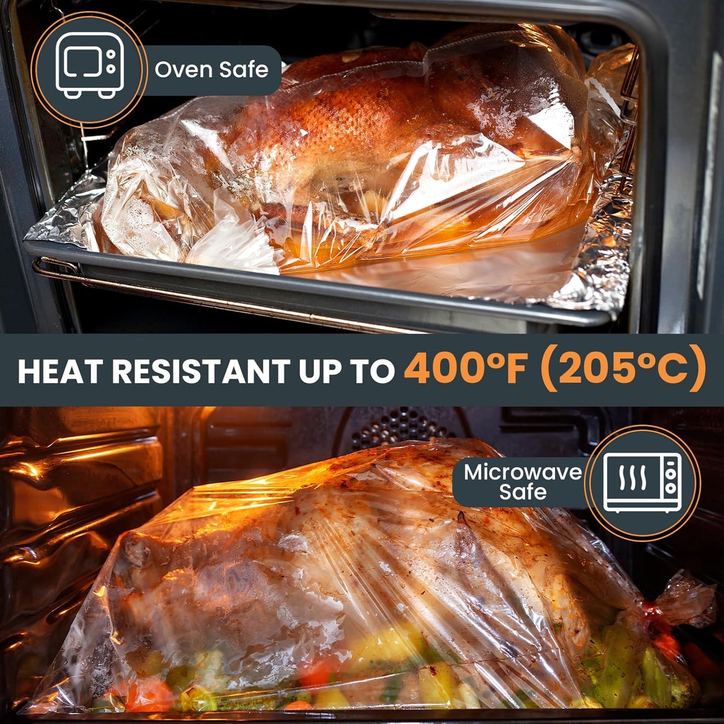 Turkey Oven Bags for Perfect Roasting - 21.7’’ x 23.6’’, 10 Counts, Large Size Turkey Cooking Bags for Oven, Locks in Juices for Flavorful Turkey - Microwave Safe, Thanksgiving, Christmas Essential