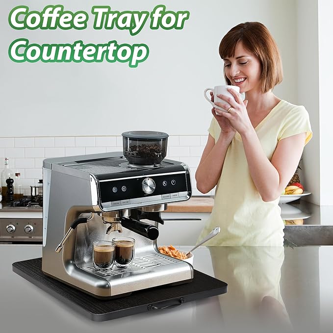 Appliance Slider, Sliding Tray for Coffee Maker, Coffee Pot Slider for Countertop, 360° Rolling Tray Appliance Slider for Kitchen Appliances- Black (12.5” X 16”)