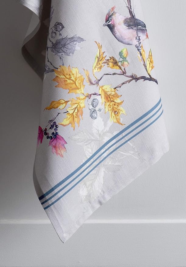 Maison d' Hermine Kitchen Towels Set of 3 100% Cotton 20" x 27.5" Reusable Cloth Tea Dish Towels Absorbent with Hanging Loop for Kitchen Dining Thanksgiving Christmas Decorations (Equinoxe - Grey)